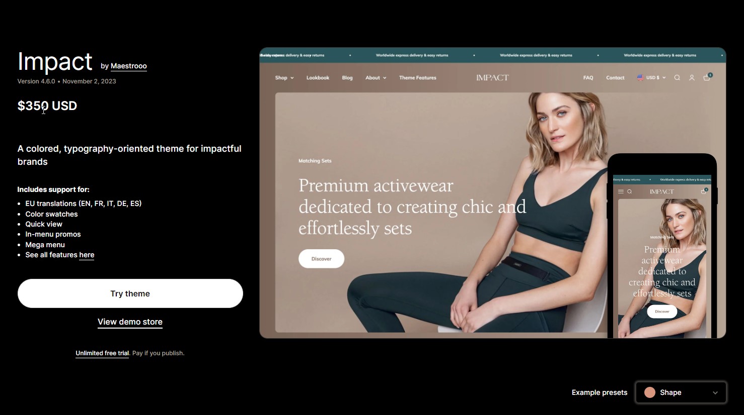 Impact shopify theme