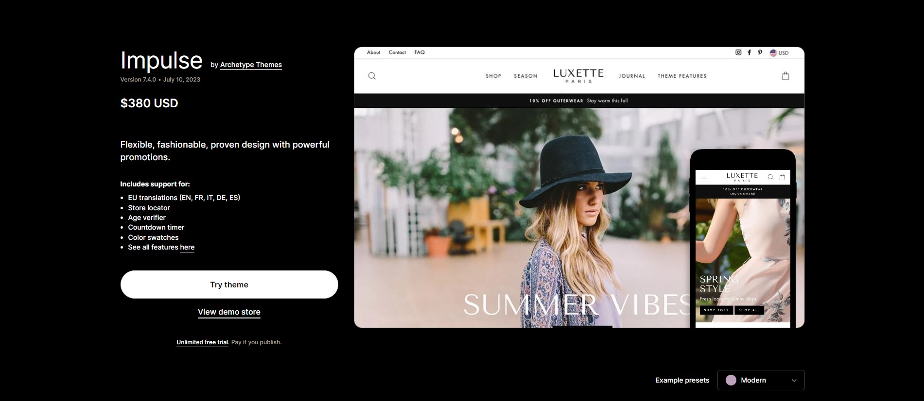 Impulse shopify theme