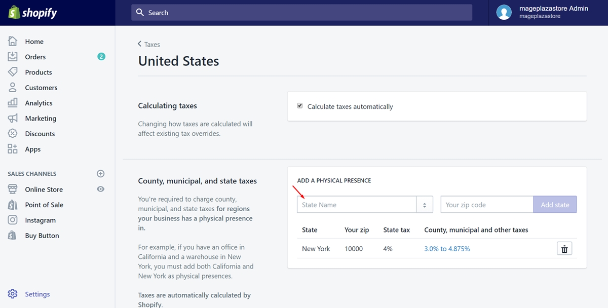 How to set up automatic tax rates