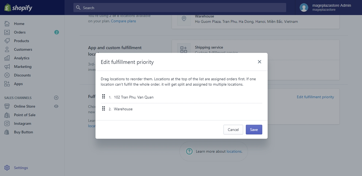 Set the Priority of Locations For Fulfilling Orders on Shopify