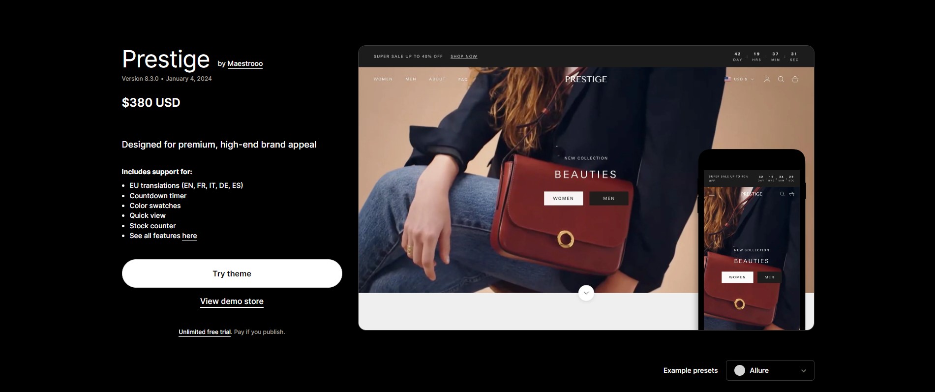 Prestige shopify theme