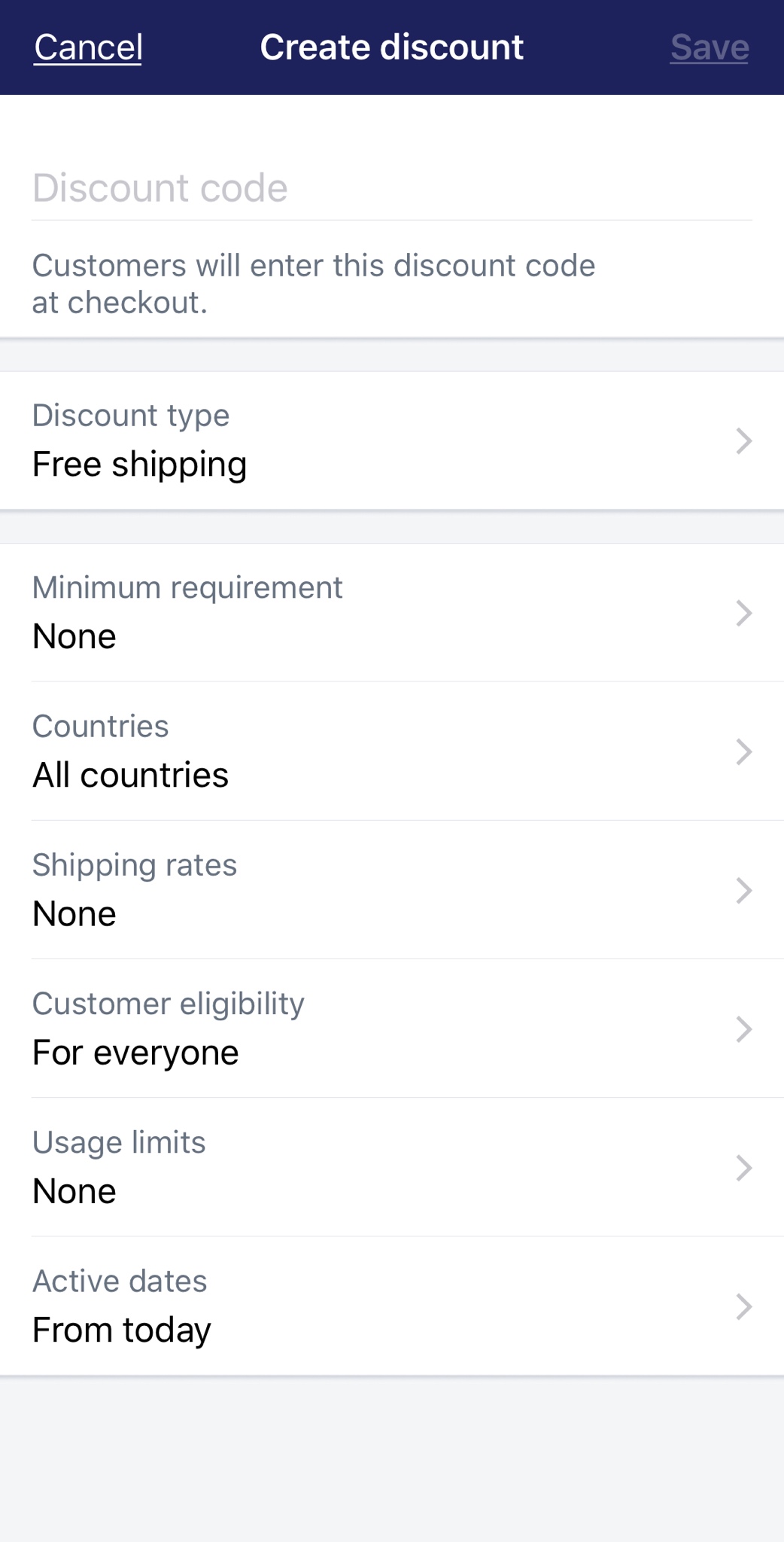 How to create a free shipping discount