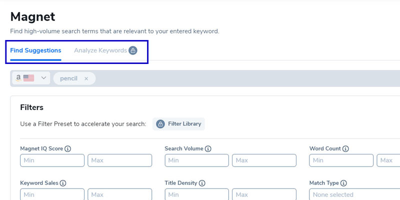 Choose Find Suggestion if you want Magnet to generate keyword ideas