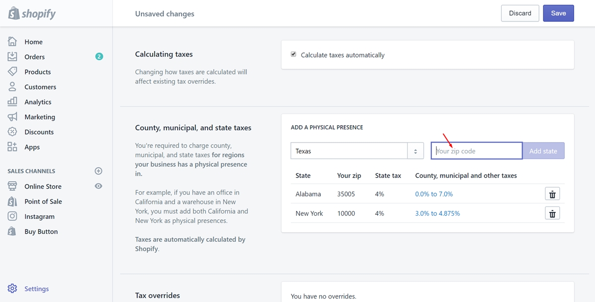 How to set up automatic tax rates