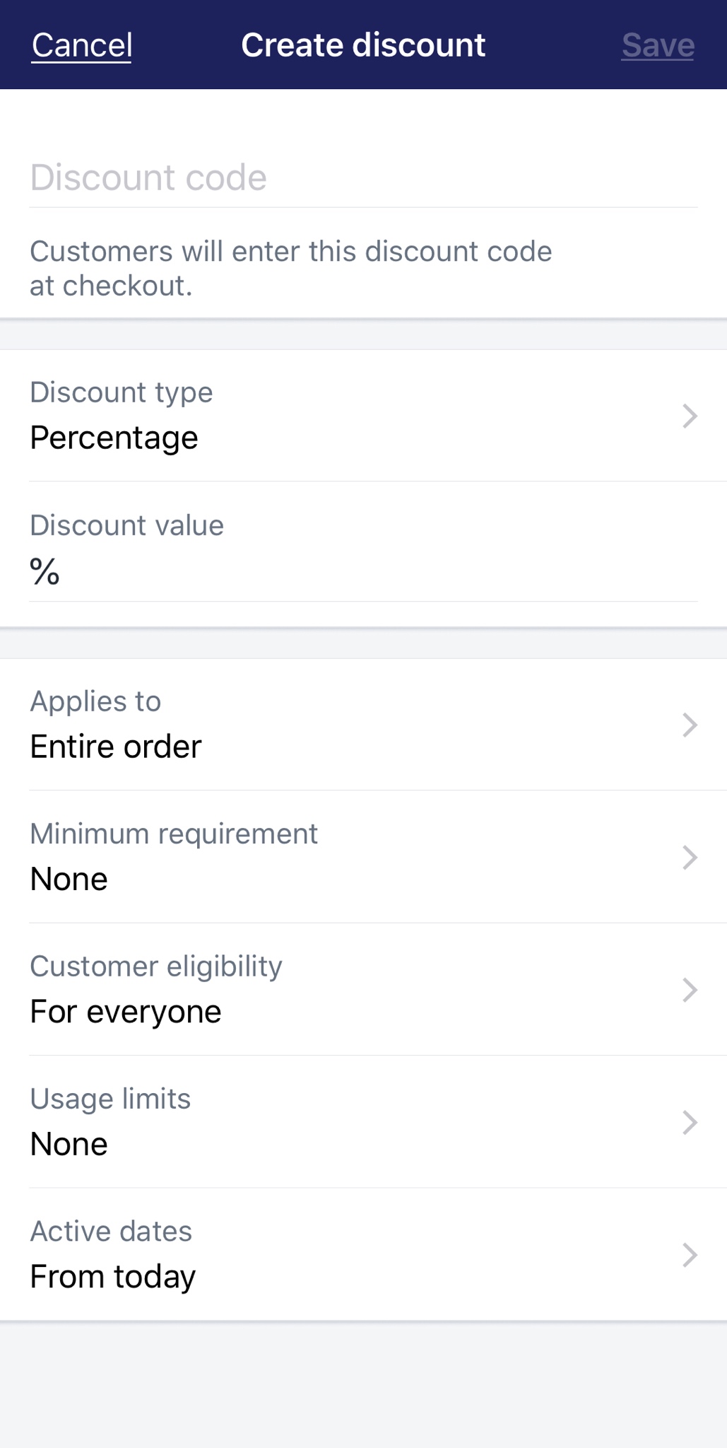 How to create a fixed value or percentage discount