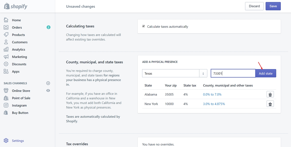 How to set up automatic tax rates