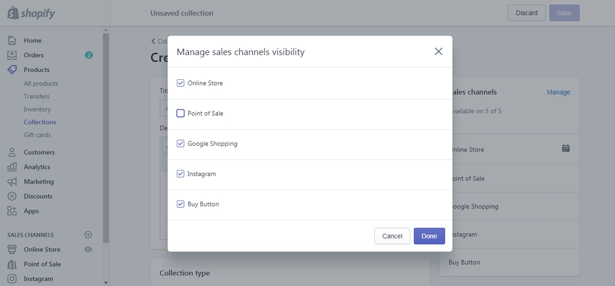 create collection products need tax override Shopify