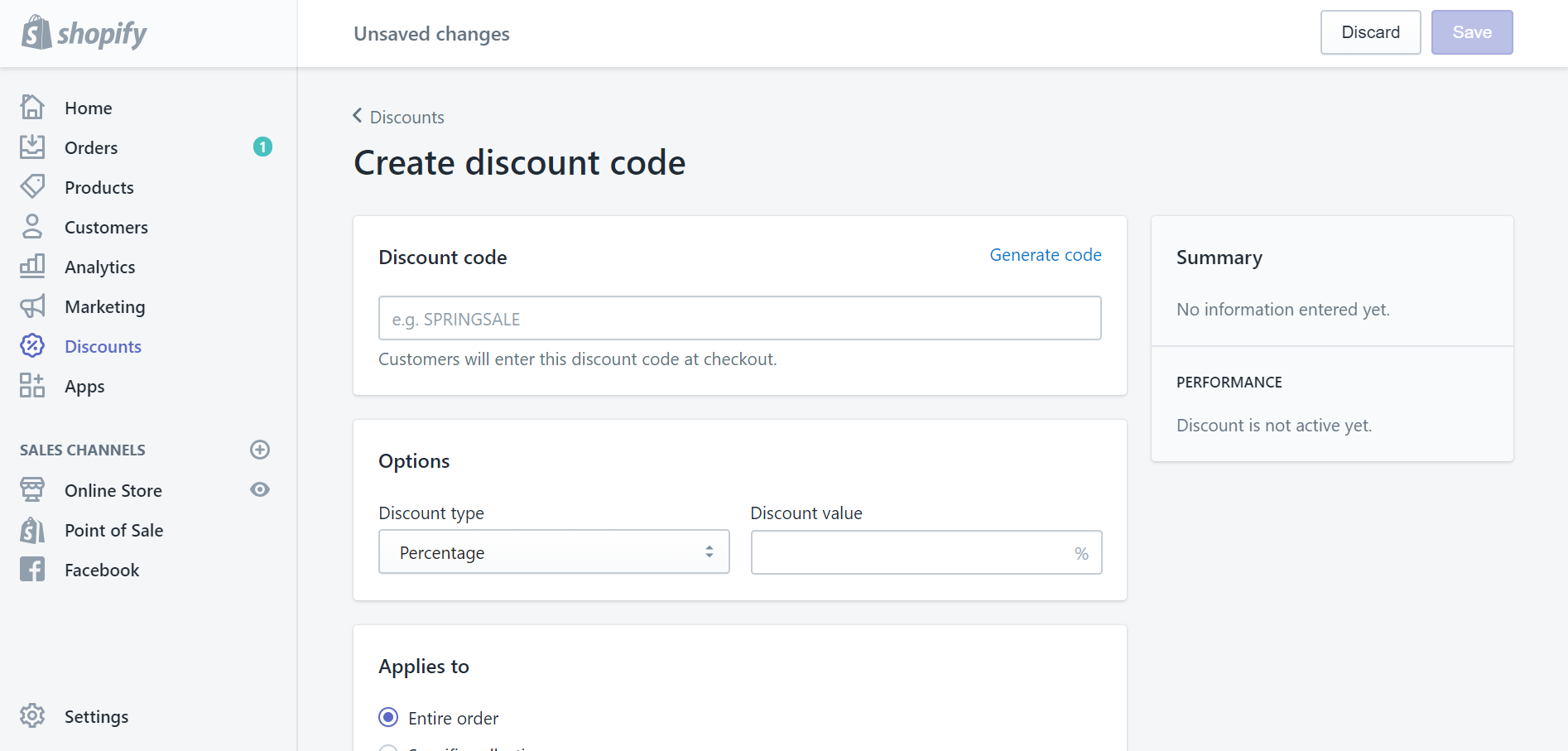 How to create a fixed value or percentage discount