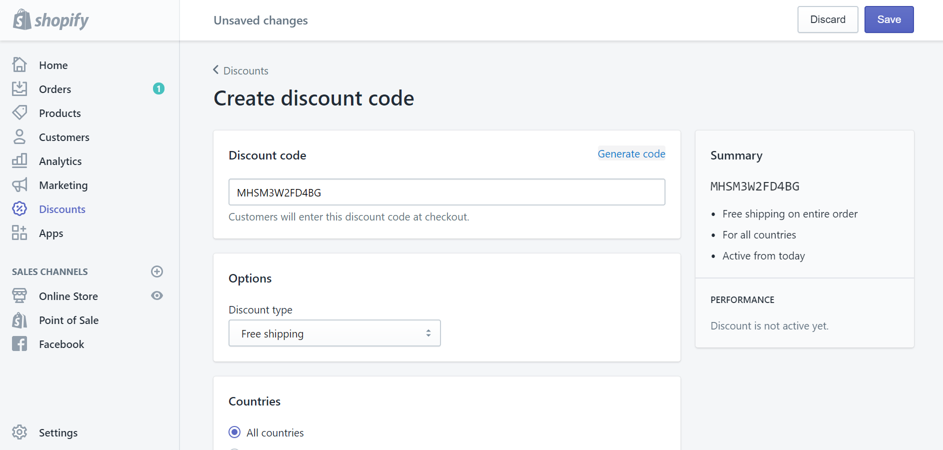 How to create a free shipping discount