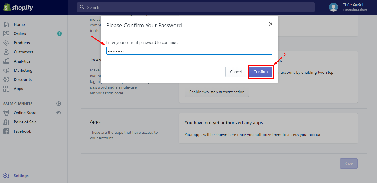 How to enable two-step authentication for a staff account on desktop 4