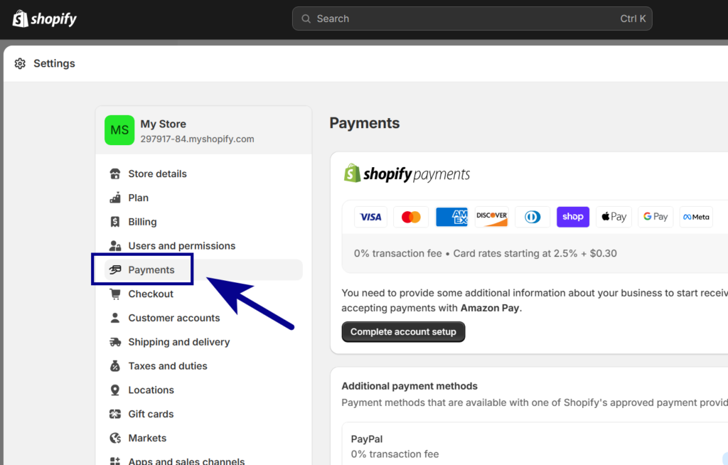 how to set up shopify payment for dropshipping