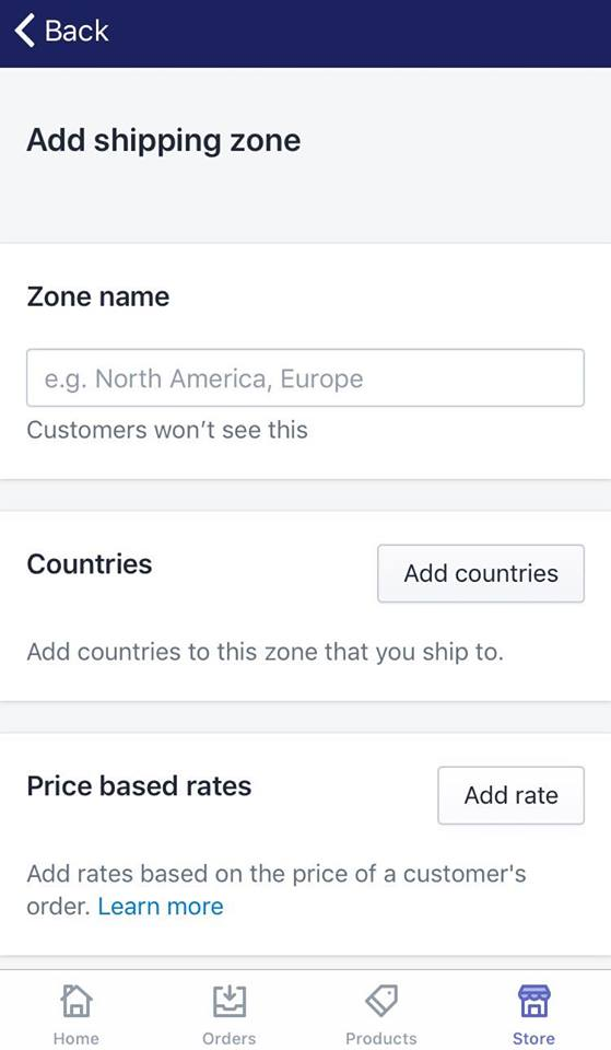 how to create a new shipping zone on Shopify on iphone 4