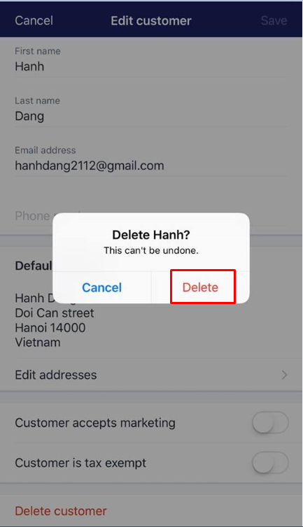 how to delete customers