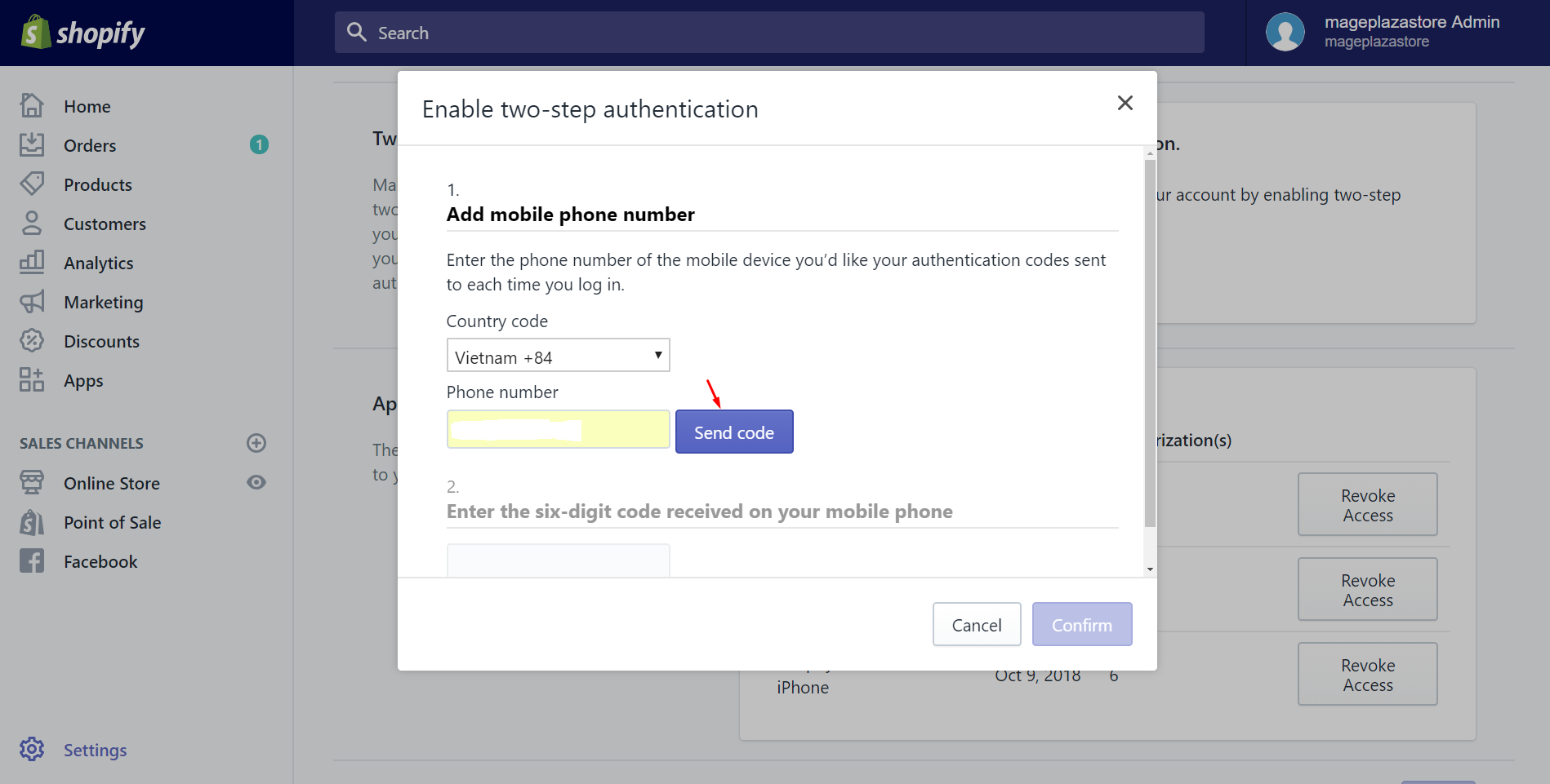 how to enable two-step authentication for SMS text messages