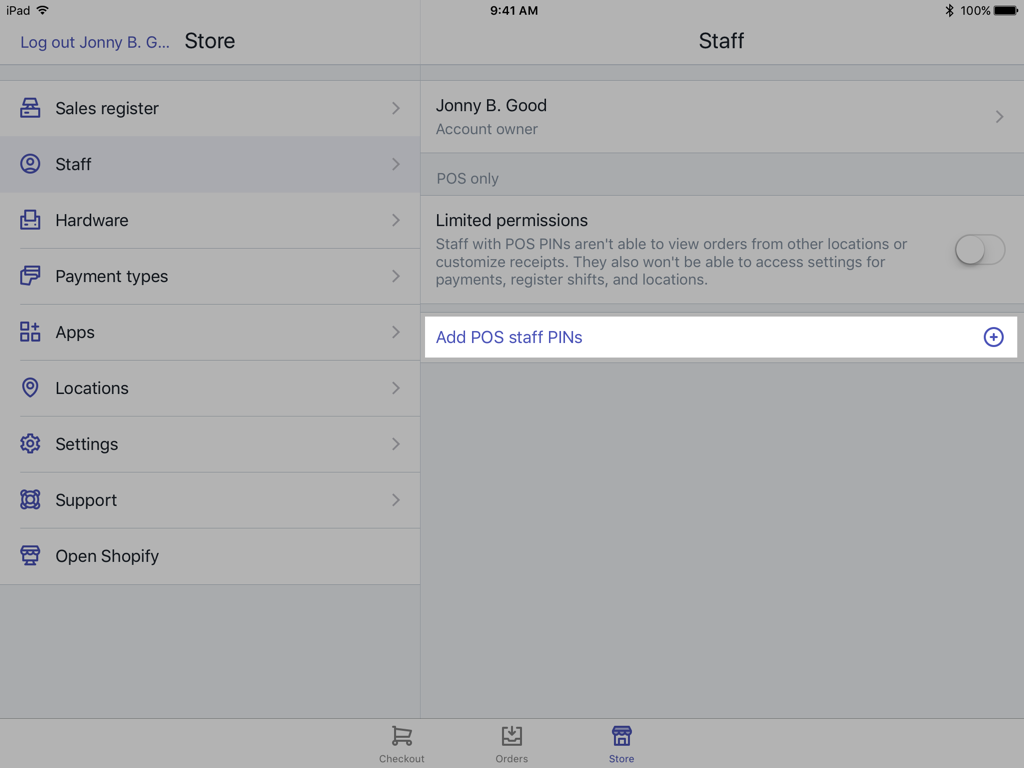 add a new Shopify POS staff PIN